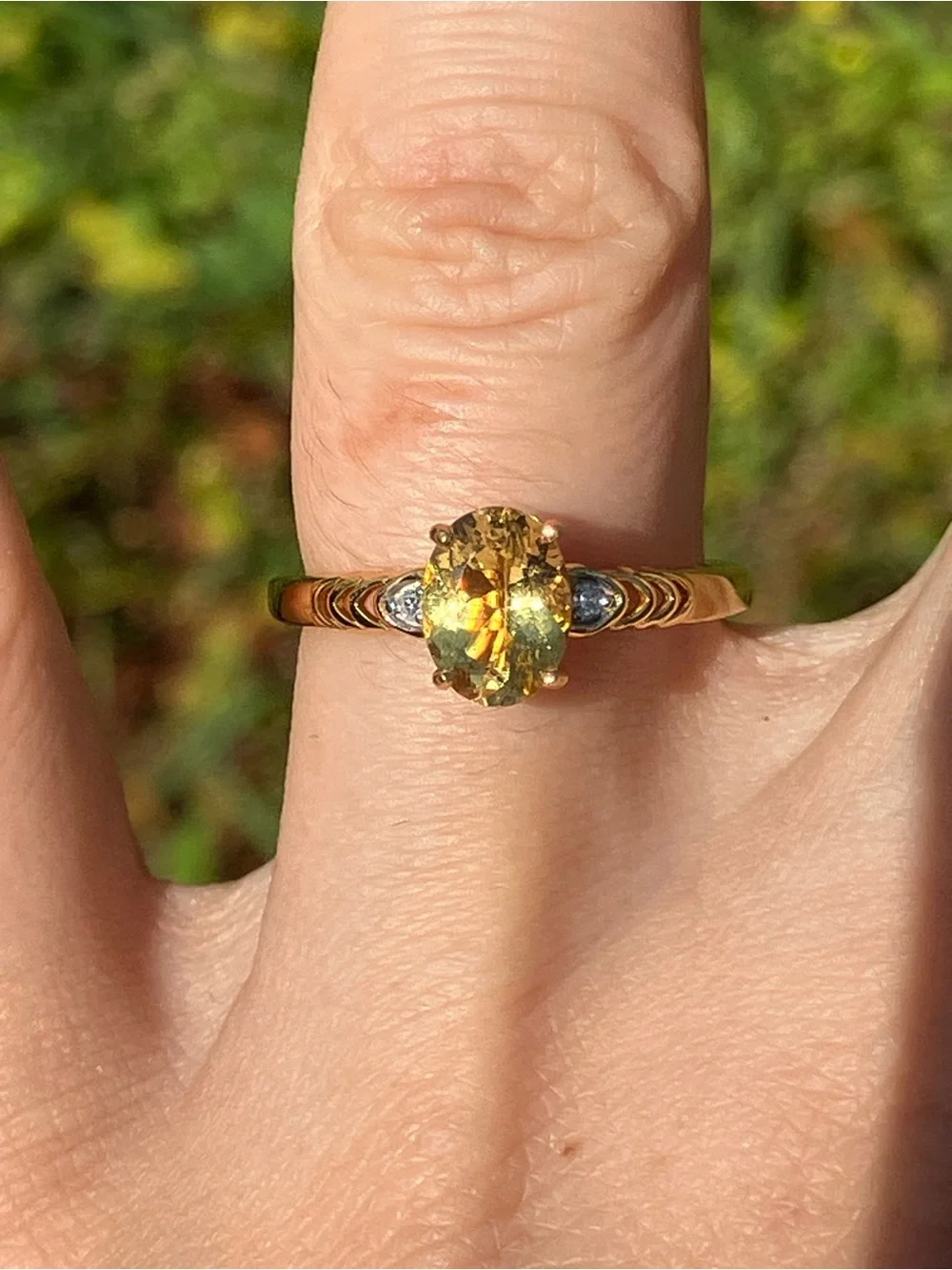 Golden Apatite Lab Grown Diamond Ring Size 7